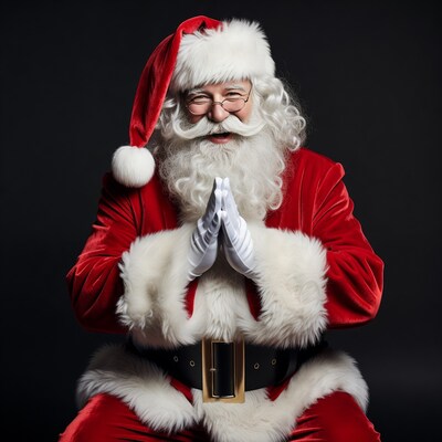 Smiling Santa Claus Praying Hands