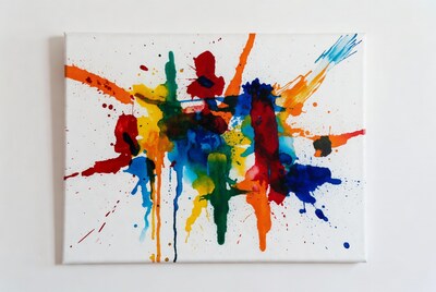 Colorful Abstract Acrylic Paint Splatter Canvas
