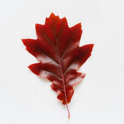 Red maple leaf on white background