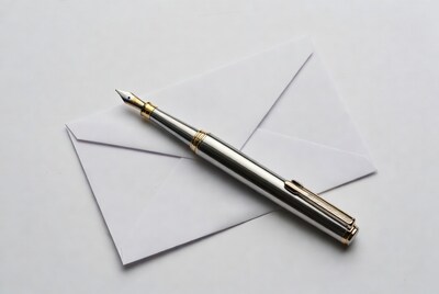 Fountain Pen on White Envelope