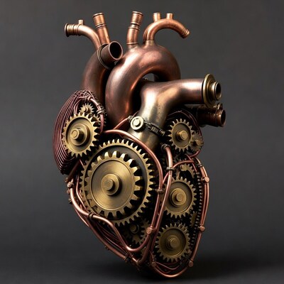 Steampunk Mechanical Heart Sculpture