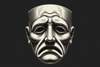 Sad Theater Mask Illustration