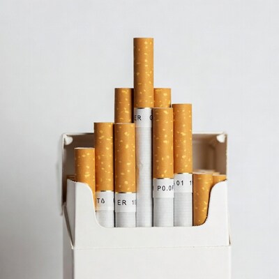 Open Cigarette Pack with Cigarettes