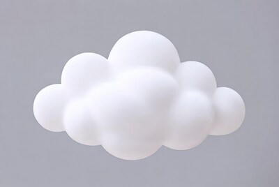 White 3D Cloud on Gray Background
