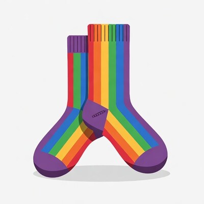 Rainbow Pride Socks Illustration
