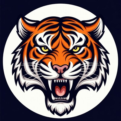 Roaring tiger head illustration
