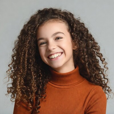 Girl smiling with curly hair