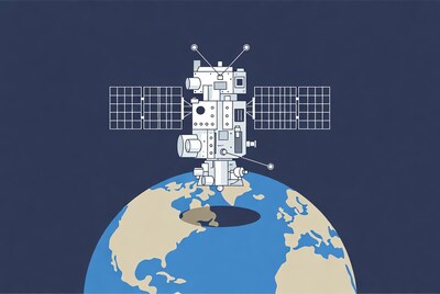 Satellite orbiting Earth illustration