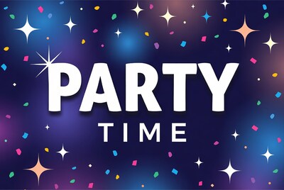 Party Time Text with Confetti