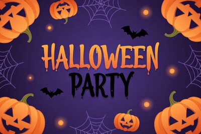 Halloween Party Illustration with Pumpkins
