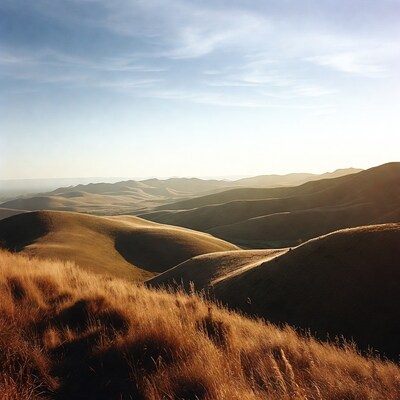 Golden Rolling Hills at Sunset