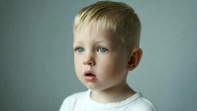 Blonde boy with blue eyes