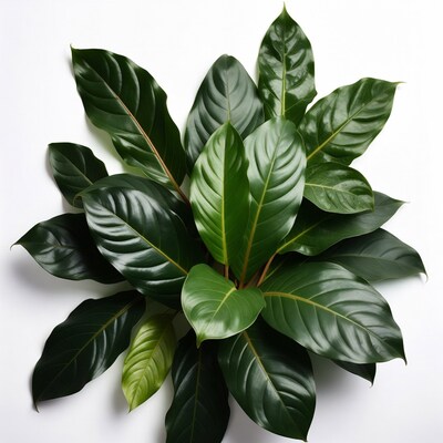 Green plant leaves on white background