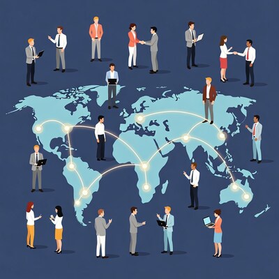 Business Professionals on World Map