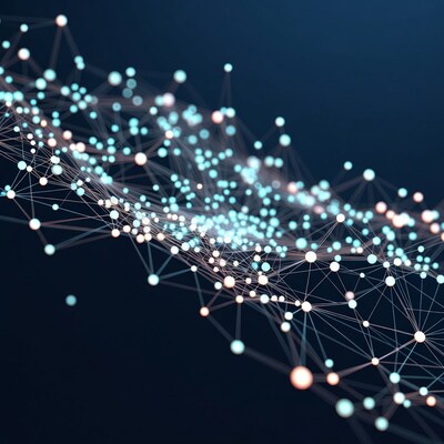 Glowing Network Nodes on Dark Background