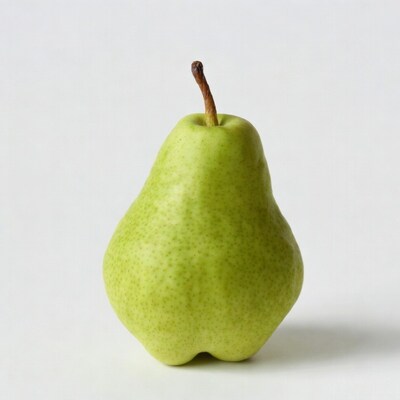 Green pear on white background