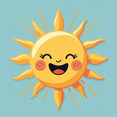 Cartoon Smiling Sun Illustration