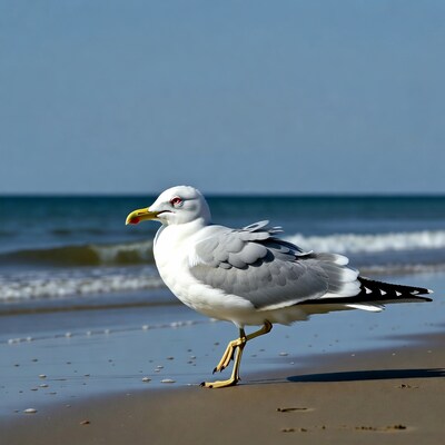 Seagull walking on beach