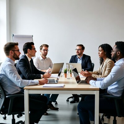 Diverse team in business meeting