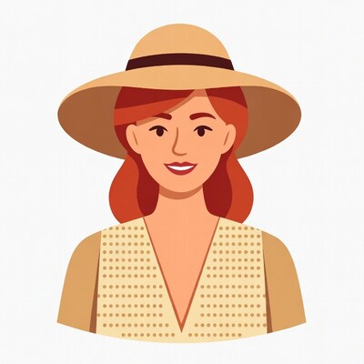 Woman wearing wide-brim hat