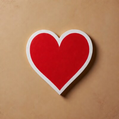 Red heart with white outline