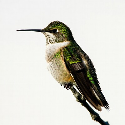 Green Hummingbird perched on branch