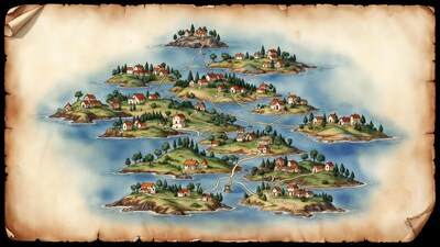 Island Village Map Illustration