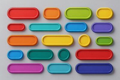 Colorful Oval Buttons on Gray Background