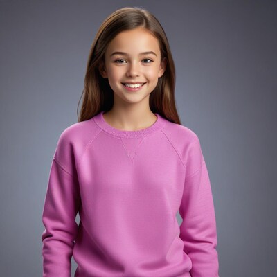 Smiling girl in pink sweatshirt