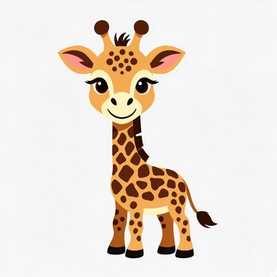Cute cartoon baby giraffe