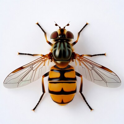 Hoverfly on white background