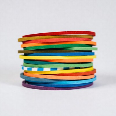 Stack of colorful rubber bands