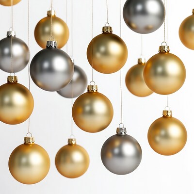 Gold and Silver Christmas Ornaments Hanging