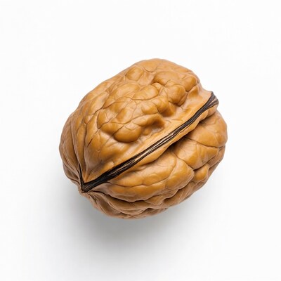 Cracked Walnut on White Background
