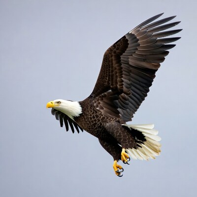 Bald Eagle Flying with Wings Spread