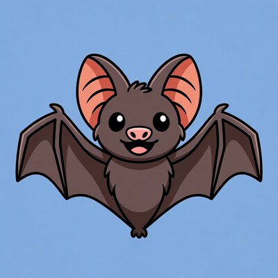 Cute cartoon bat smiling
