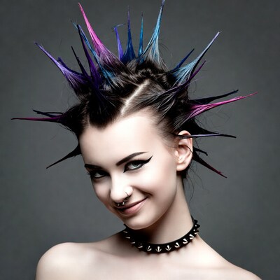 Woman with colorful spiked mohawk