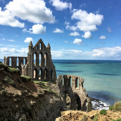 Whitby Abbey Ruins Overlooking Sea