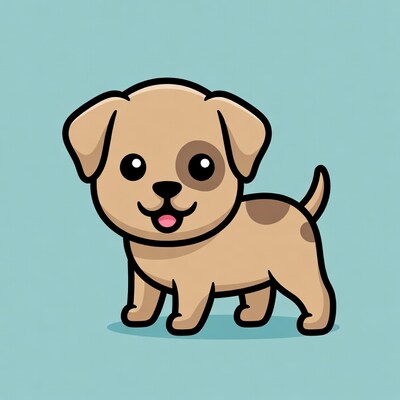 Cute cartoon puppy smiling