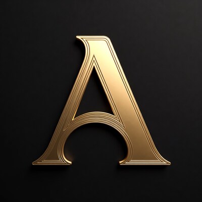 Golden Letter A on Black Background