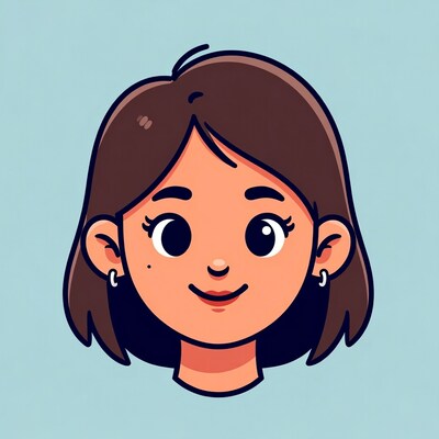 Smiling cartoon woman with bob haircut