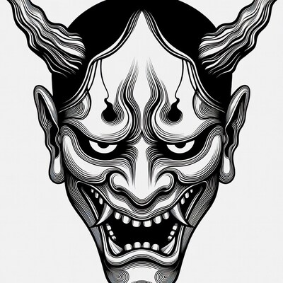 Hannya Mask Illustration