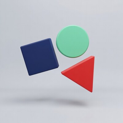 Floating Blue Square Green Circle Red Triangle