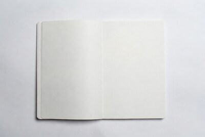 Open Blank Notebook on White Background