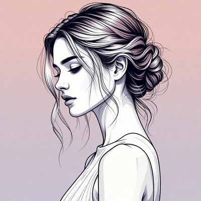 Profile of Woman with Blonde Updo