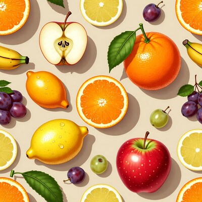 Mixed Fresh Fruits Illustration