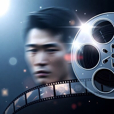Asian man with film reel