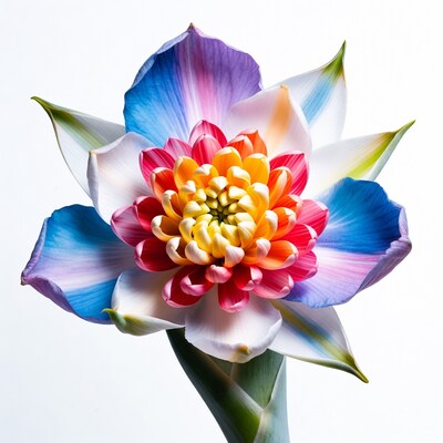 Rainbow Colored Dahlia Flower