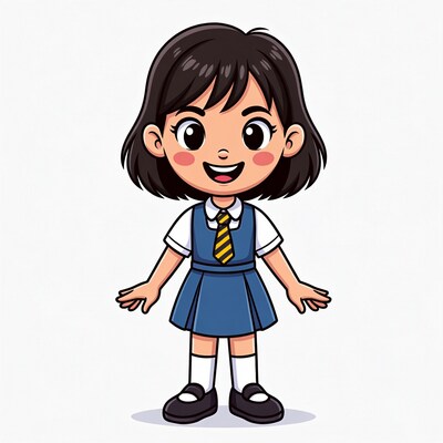 Asian girl in school uniform illustration