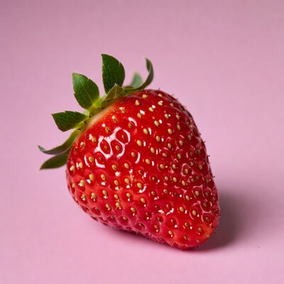 Fresh strawberry on pink background